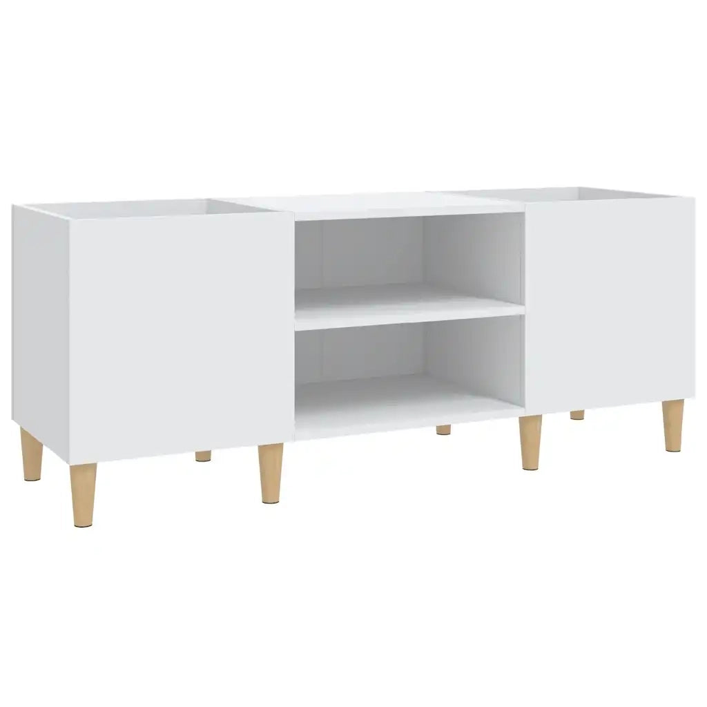 Mobiletto Porta Dischi Bianco 121x38x48 cm Legno Massello CFW8696564