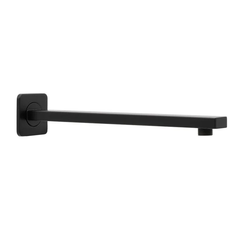 Soffione per doccia quadro 25x25 cm con braccio 30 cm in acciaio nero opaco