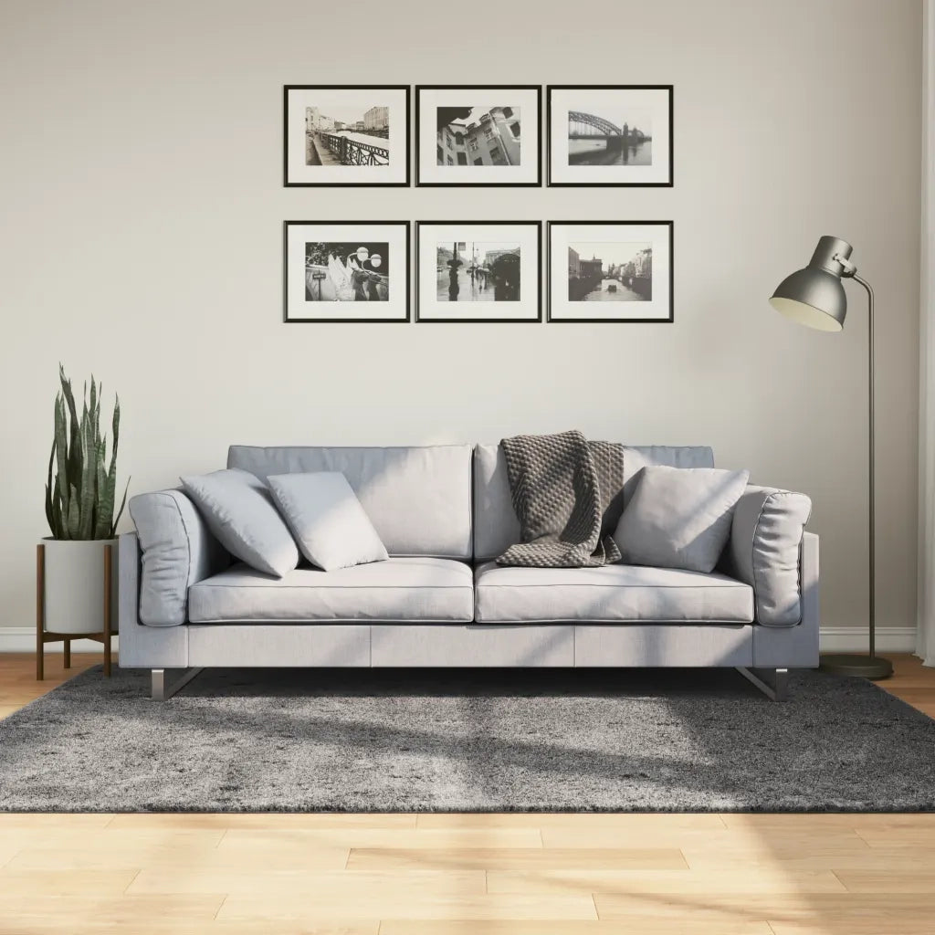 Tappeto Pelo Corto HUARTE Morbido Lavabile Antracite 140x200 cm 375001