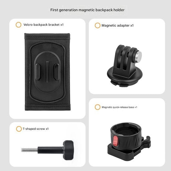 Clip per zaino con chiusura rapida a clip magnetica, adatta per GoPro e DJI Action.