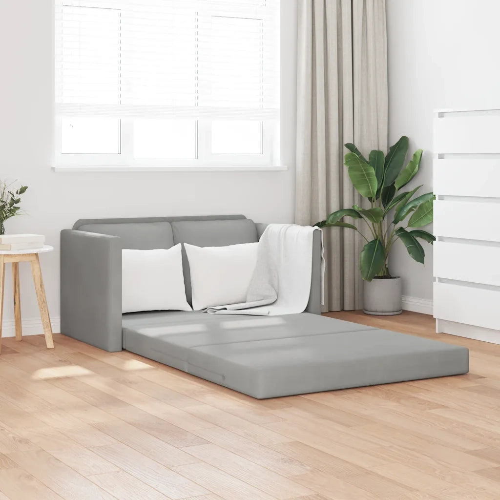 Divano Letto da Terra 2 in 1-Sofa Letto-Daybed Grigio Chiaro 122x204x55cm Velluto
