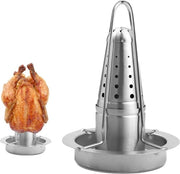 Standar di gallina in acciaio inossidabile - bradiera verticale per galline con contenitore per birra e design pieghevole