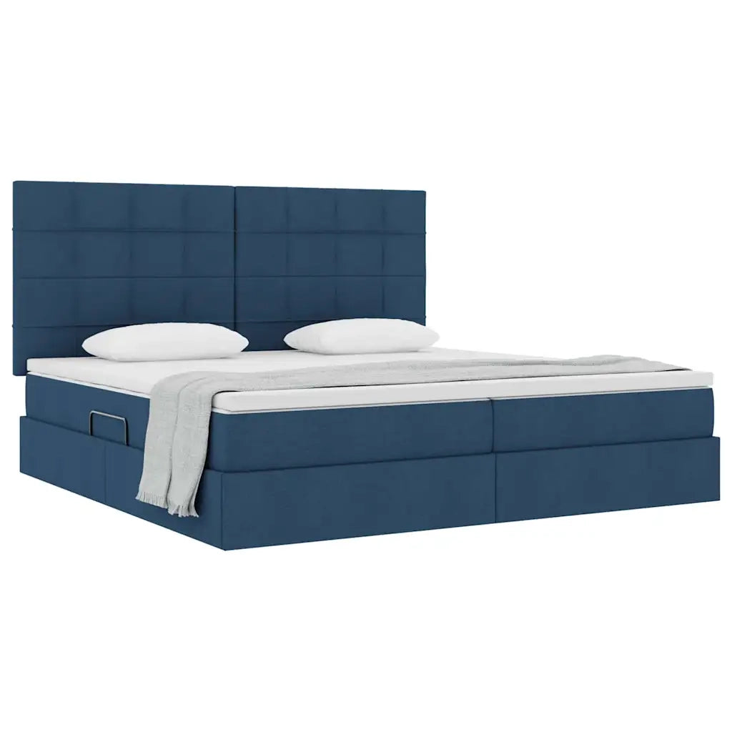 Letto con contenitore e materasso Blu 200 x 200 cm Poliestere 3371807