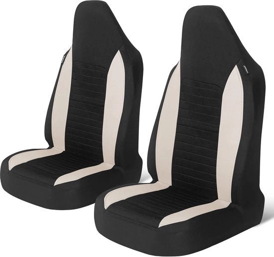 Set di protezioni per sedili anteriori universali, da 2 pezzi, adatta per sedan, furgoni e SUV, colore beige.