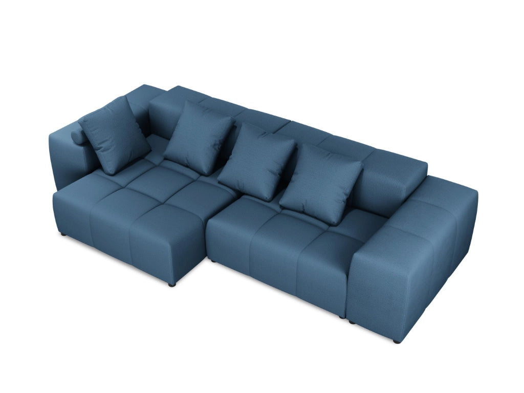 Cosmopolitan Design - Divano angolare modulare reversibile "Rome" 4 posti in tessuto strutturato blu scuro 