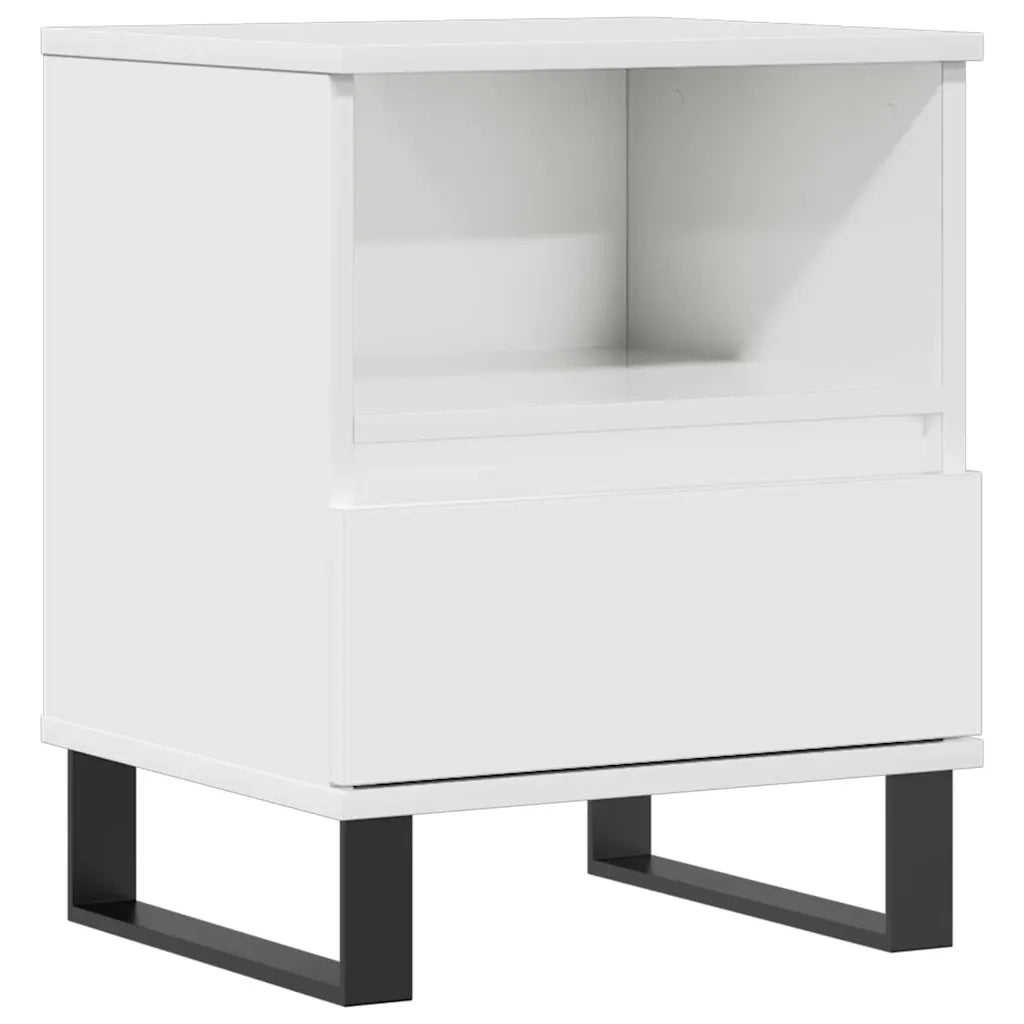 Comodino Bianco Lucido 40x35x50 cm in Legno Multistrato 830640
