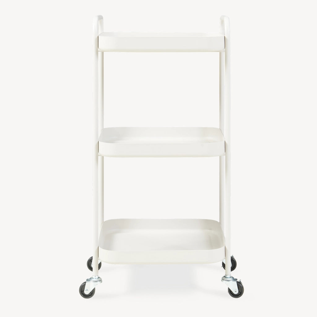 Carrello di Servizio Kelevn Portatutto a 3 Ripiani e Rotelle 67 x 33 x 31 cm in Acciaio - Grigio [en.casa]