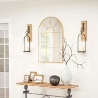 Specchio da Parete ad Arco in Vetro e Metallo Oro dallo Stile Moderno, 91x2x60 cm