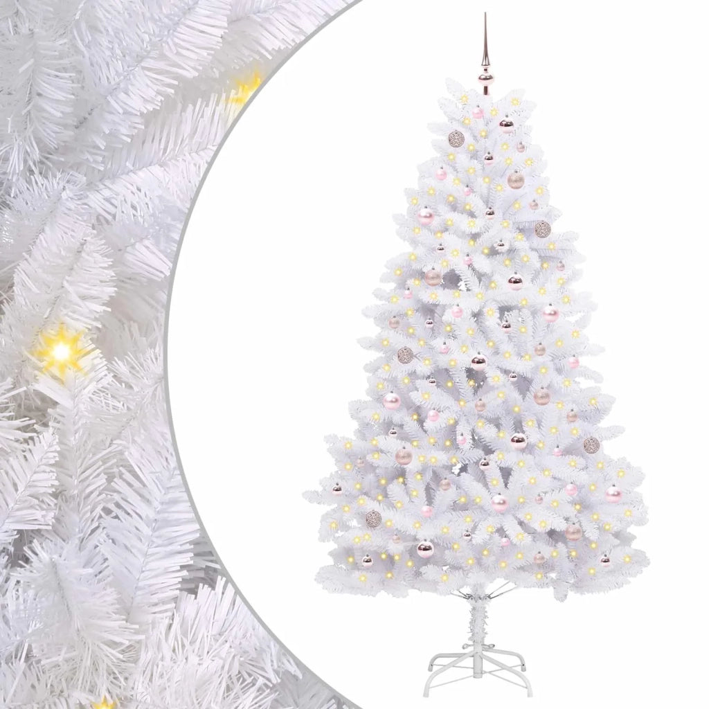 Albero di Natale | Decorazioni natalizie Artificiale con Rami Pieghevoli Bianco 210 cm