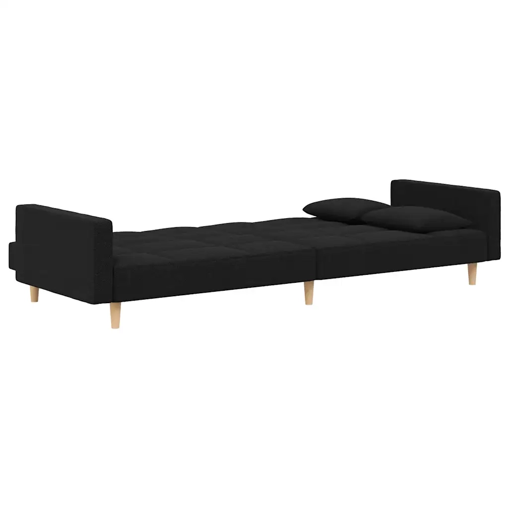 Divano letto | Sof¨¤ letto | Letto singolo a 2 Posti con 2 Cuscini Nero in Tessuto