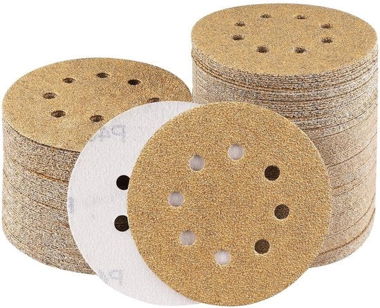 Schijf di abrasione premium, 100 pezzi, carta abrasiva con nastro adesivo, 125 mm, 8 giri, per macchina da raschiare eccentrica