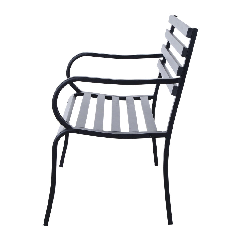 Panca da Giardino 2 Posti in Metallo 127x62x82 cm  Nero