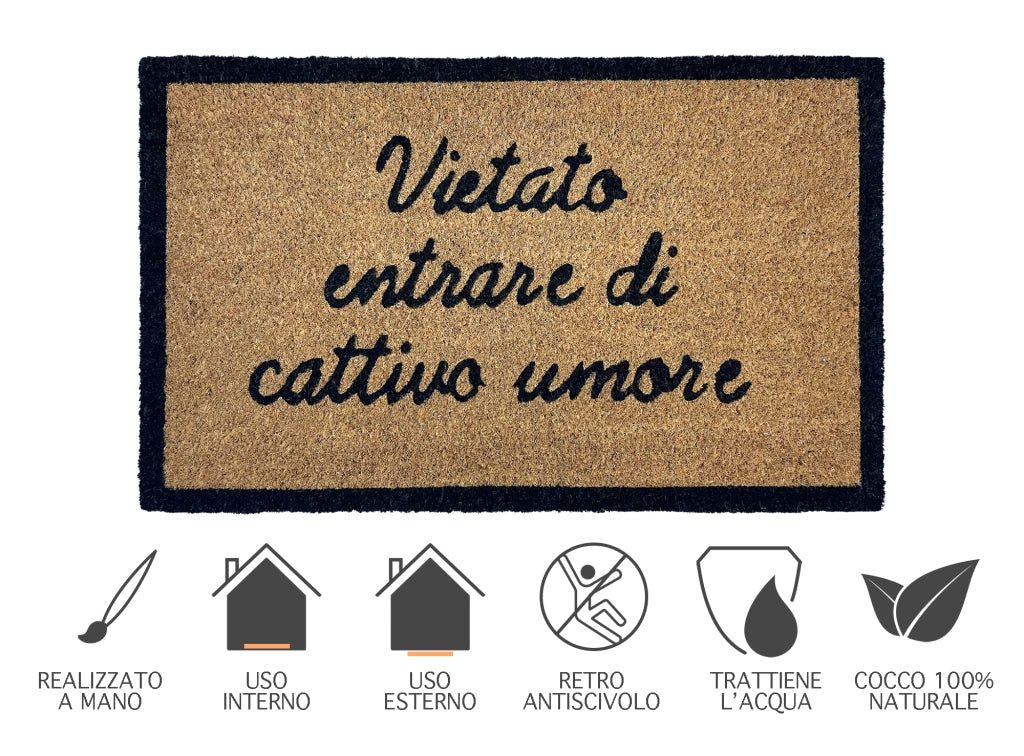 Zerbino Ingresso Casa In Fibra Di Cocco Con Base In Pvc  Dis1VietatoEntrare