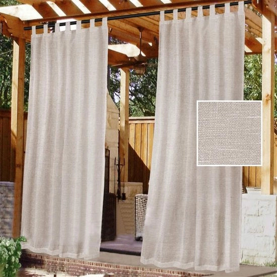 Gordini per terrazza esterna, bavetta rimovibile per appendere facilmente e senza scivolare, design ponte per esterni, impermeabile, bianco, confezione a due pezzi (2 x 132 x 241 cm, colore naturale)