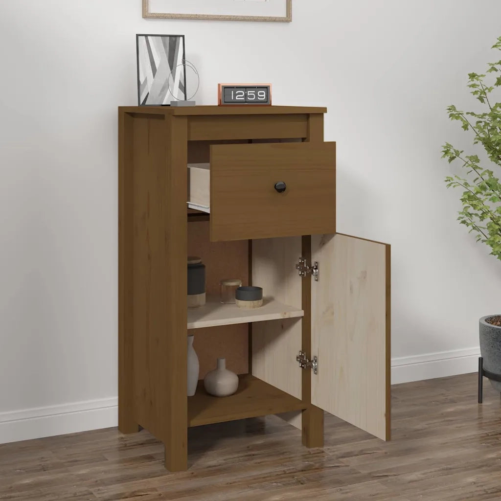 Credenza Marrone Ambrato 40x35x80 cm in Legno Massello di Pino 813760