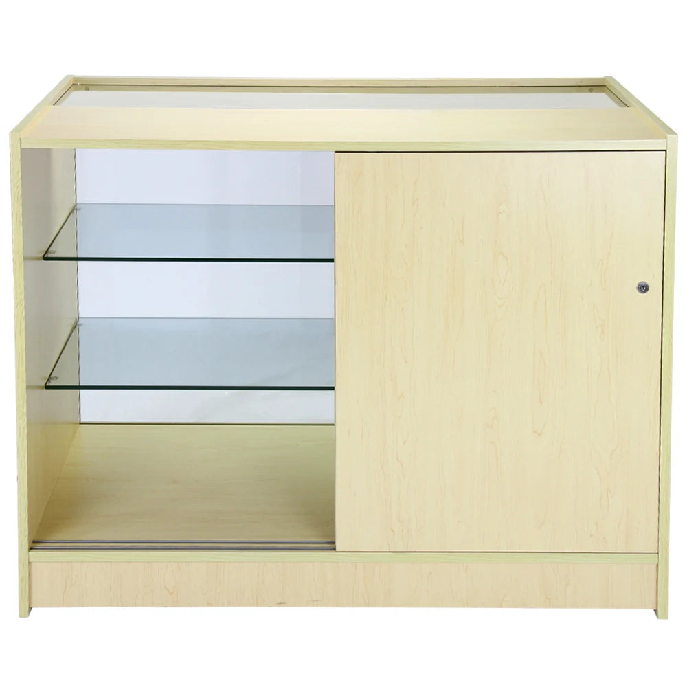 Set Solar con 3 Banconi da Negozio e Reception con Finitura in Acero Laminato