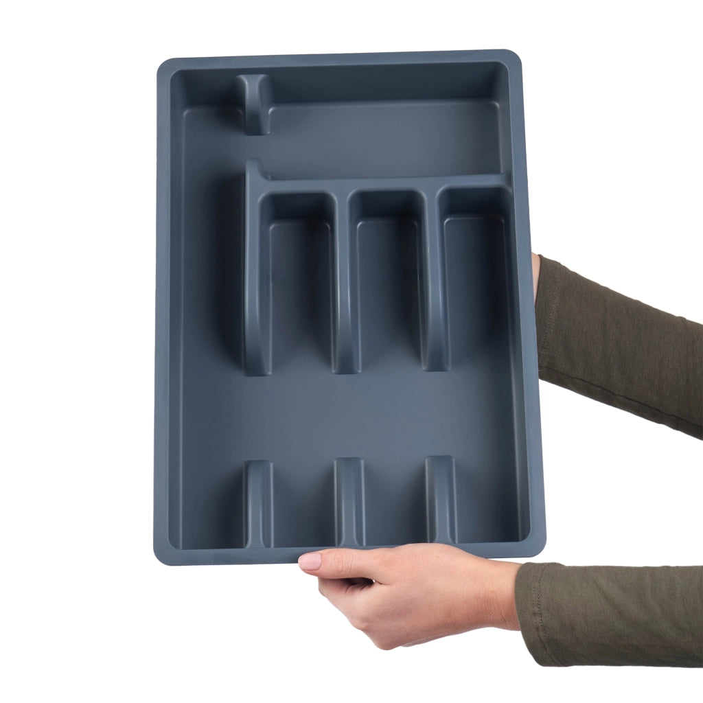 KADAX Inserto per cassetto, organizer per posate da cucina in plastica grigia, 25x36 cm
