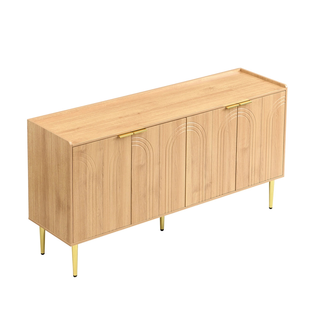 Credenza moderna 140 cm in MDF naturale con 4 ante