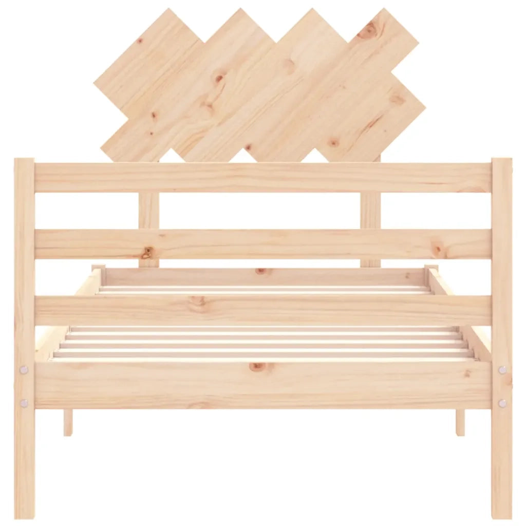 Giroletto con Testiera-Struttura Letto con testiera 90x200 cm in Legno Massello 423091