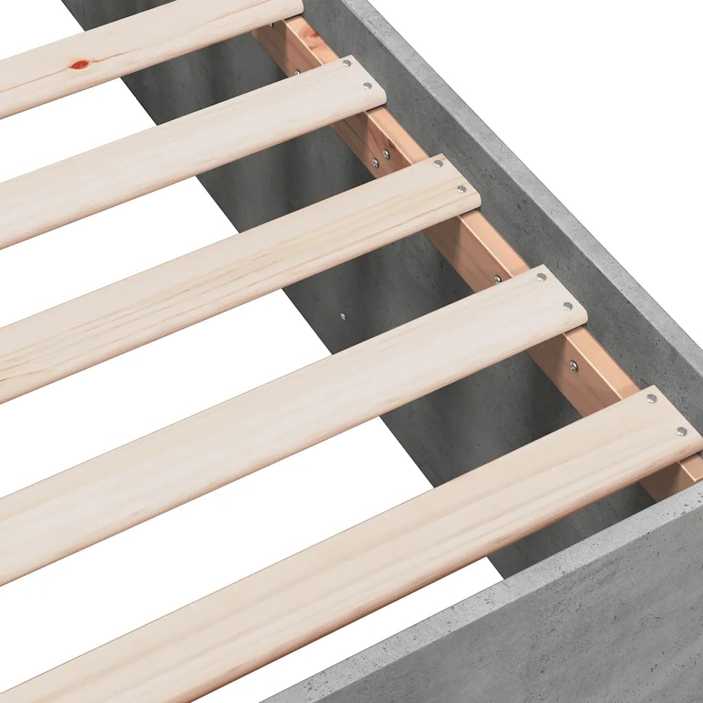 Letto matrimoniale | Letto per adulti | Giroletto Grigio Cemento 150x200 cm in Legno Multistrato