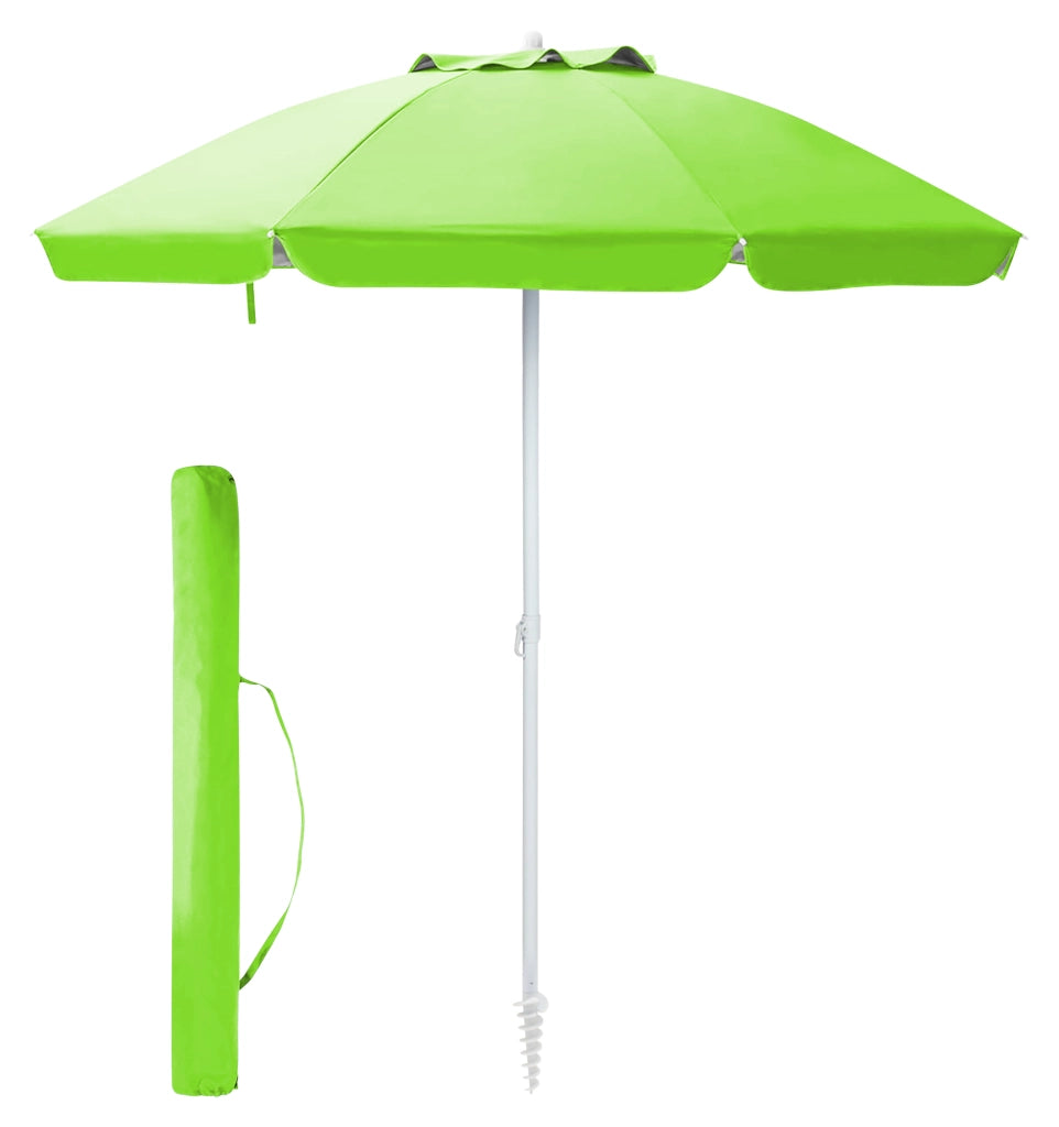 Ombrellone Da Spiaggia Grande Antivento 2.20 Metri Portatile Struttura In Acciaio A 8 Stecche Pieghevole Reclinabile Regolabile Altezza Puntale A Vite Resistente Uv Con Custodia A Tracolla Mare Campeggio Prato  Verde