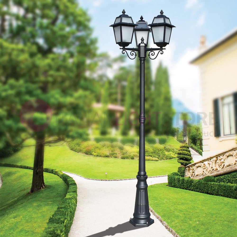 ARTEMIDE ANTRACITE Lampione h. 219 a 3 luci per Esterno Classico Lanterne Quadrate