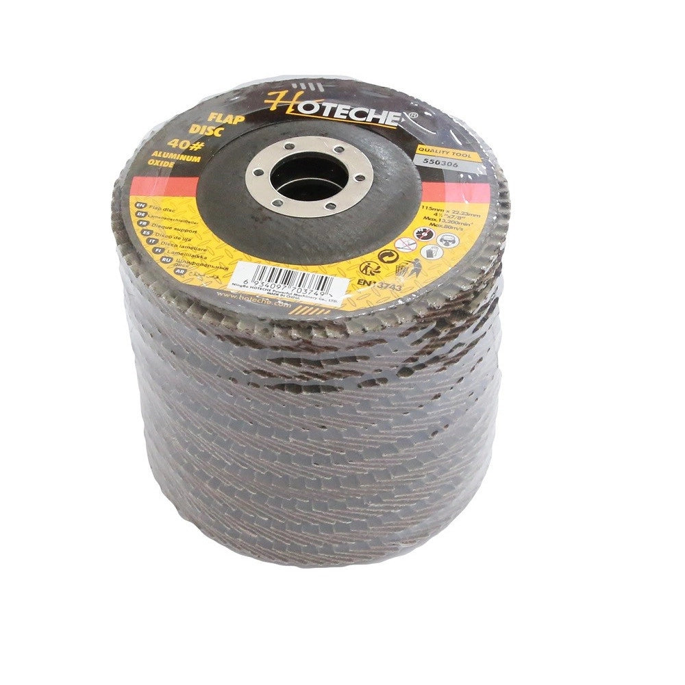 Trade Shop - Set 10 Disco Abrasivo Lamellare Diametro 115x22.23mm Grana 40 Per Smerigliatrice -