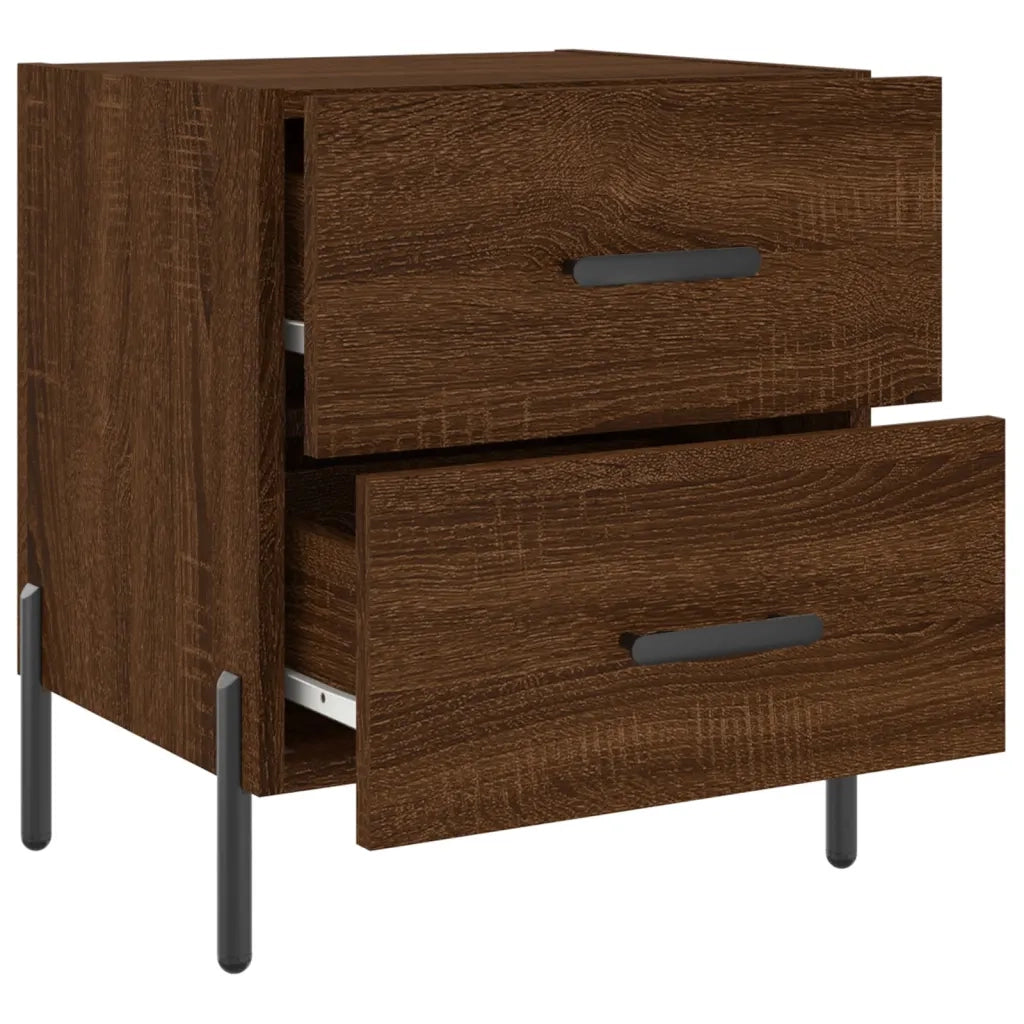 Set di 2 Comodini | Armadio da Notte | Mobiletto da notte Rovere Marrone 40x35x47,5 cm in Legno Multistrato