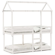Letto singolo | Letto per adulti | Letto a Castello con Tetto Bianco 80x200 cm Legno Massello Pino