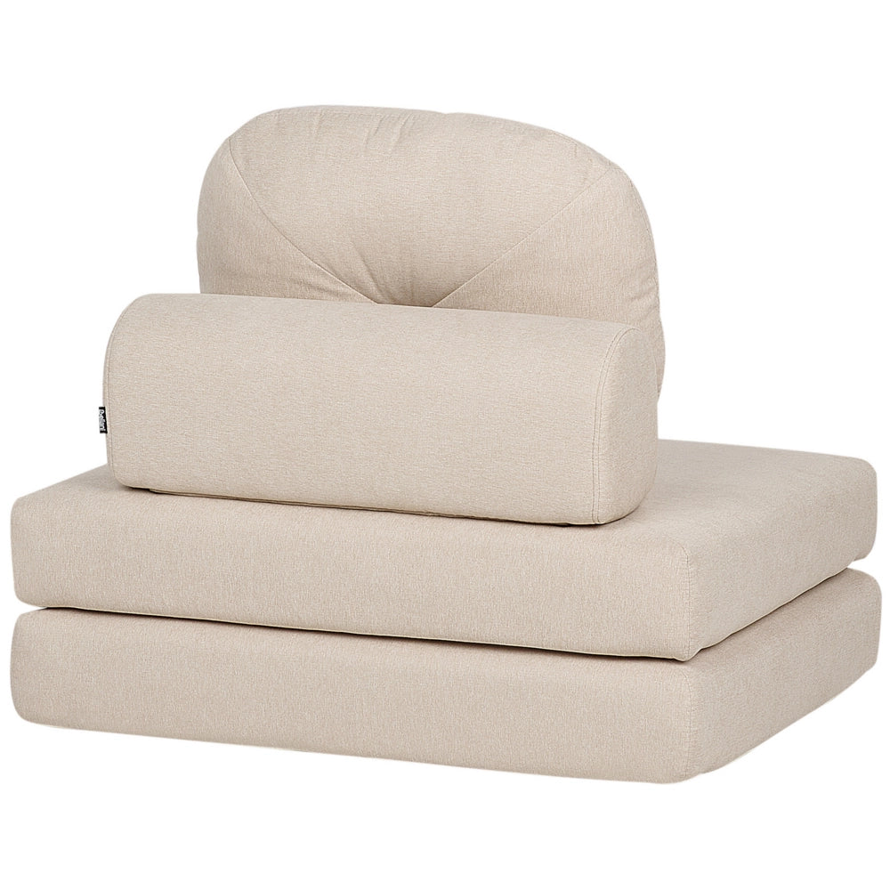Divano pieghevole e trasformabile in letto in tessuto beige stile moderno soggiorno