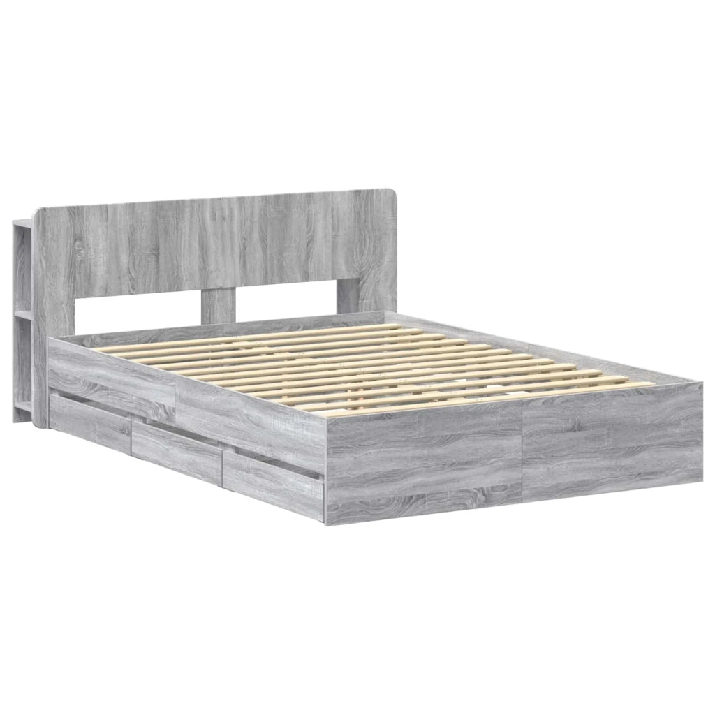 Struttura del letto con stoccaggio e testata Sonoma grigio 3433975