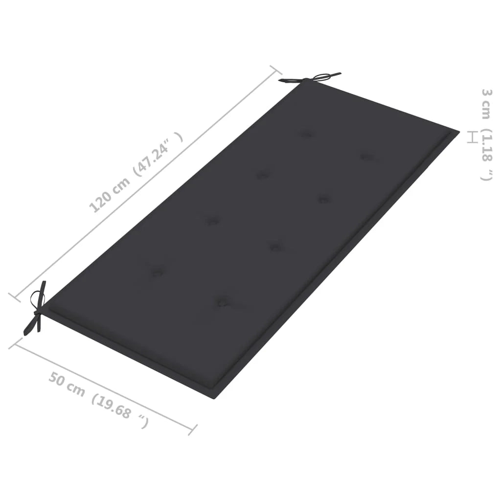 Panca da giardino mobili da esterno per patio panca da terrazza impilabile e cuscino antracite 128,5 x 57,5 ​​x 90 cm legno massello di teak 02_0011673