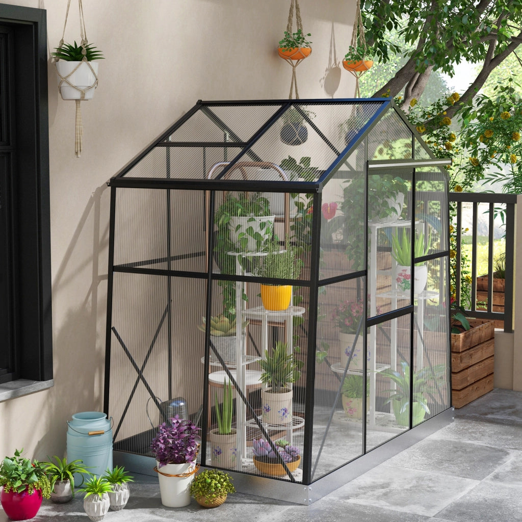 Serra Giardino in Policarbonato e Alluminio ¨C Zephmum ¨C Nero 192x131x203 cm
