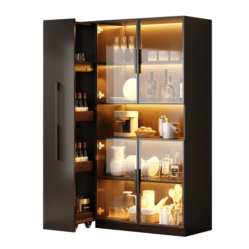 Vetrina multifunzione con LED multicolore e ripiani estraibili 110x35x160 cm nera