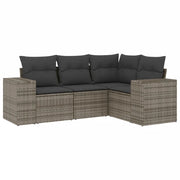 Set Divani da Giardino 4 pz | Set Salotto da Giardino con Cuscini in Polyrattan Grigio