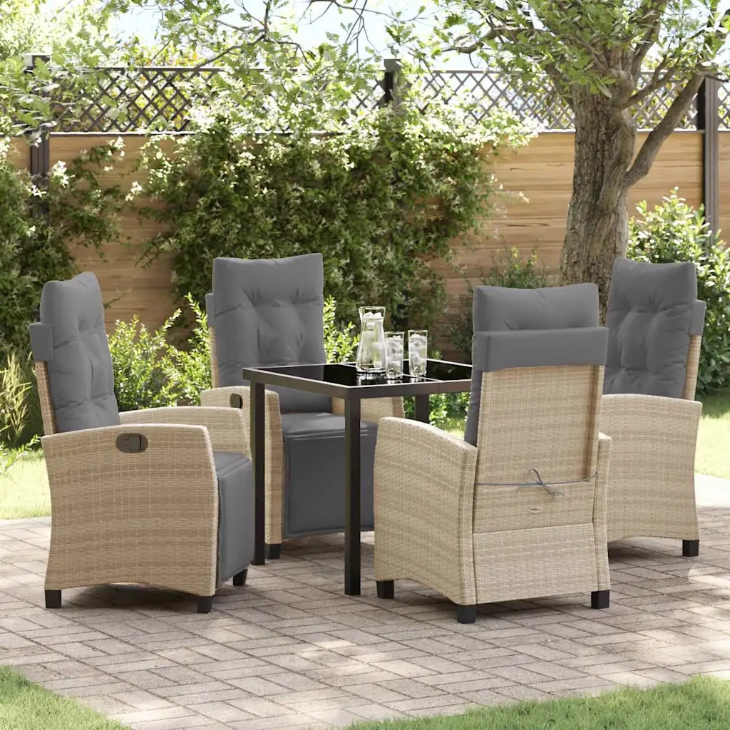 Set da Pranzo per Giardino con cuscino 5 pcs Beige polyrattan 3380450