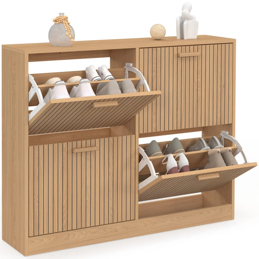 IDMarket - Scarpiera JULIETTE da 20 pezzi con 4 ante a doghe in rovere