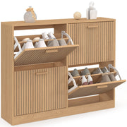 IDMarket - Scarpiera JULIETTE da 20 pezzi con 4 ante a doghe in rovere