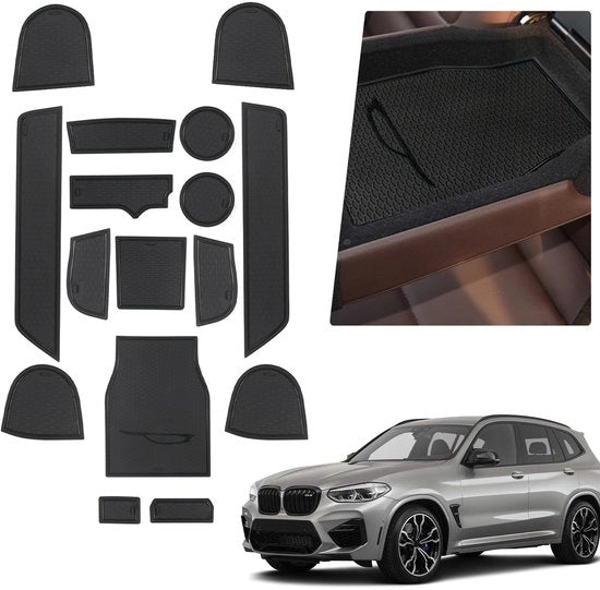 Matten antislip compatibili con BMW X3 G01 / iX3 / X4 G02, mattoncini antislip per X3 G01, protezione antislip per console centrale, mattonelle antislip, mattonelle di gomma per console centrale (nero)