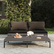 Divano da esterno-Divani da Giardino 2pz con Cuscini in Polyrattan Mezzo Tondo 484620