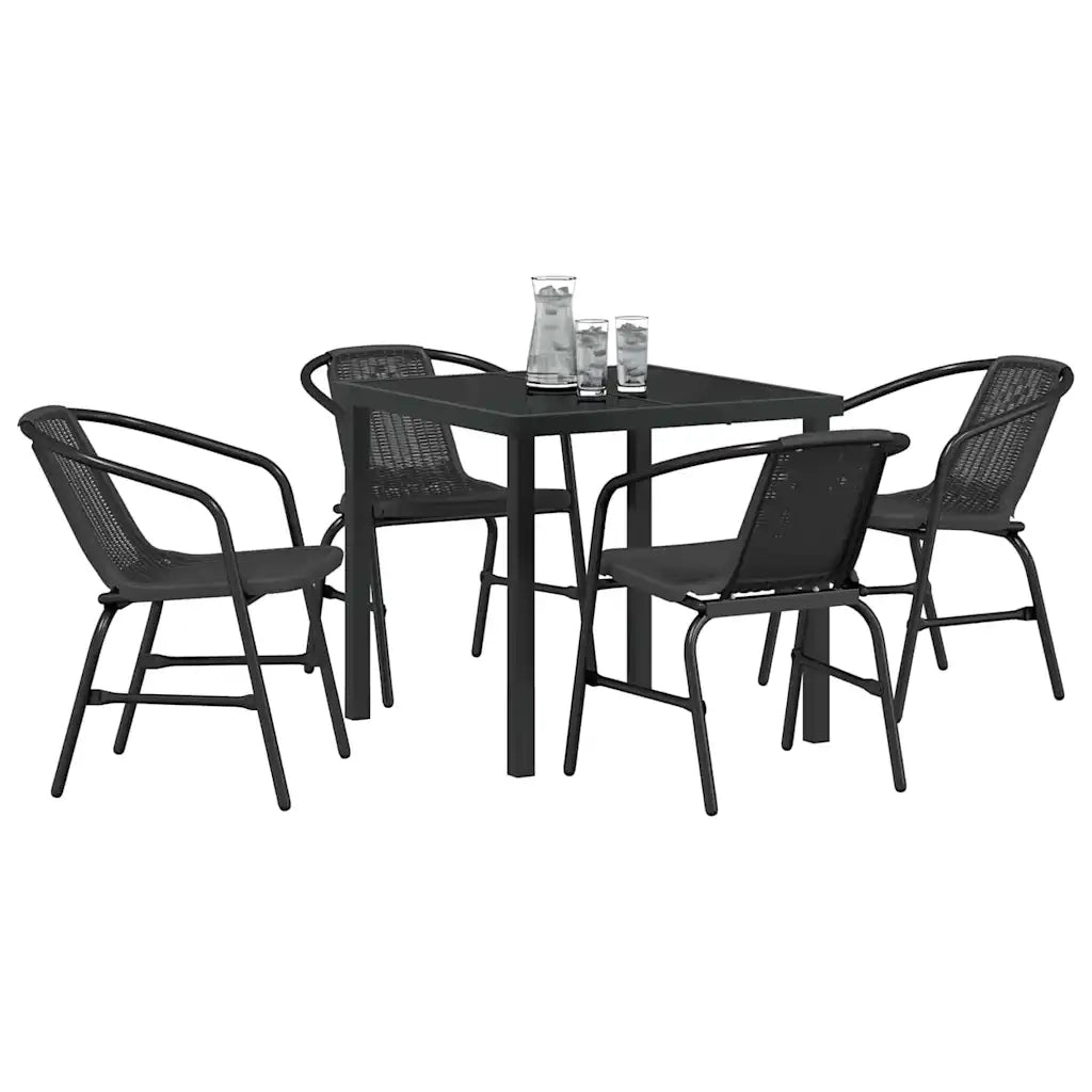 Set da Pranzo per Giardino 5 pcs Nero 3379381