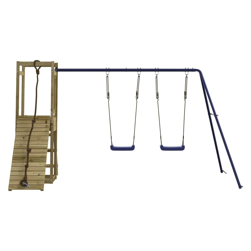 Altalene per parco giochi all'aperto scivolo altalene robuste giochi da giardino 308 x 184 x 169 cm legno di pino impregnato 02_0004658