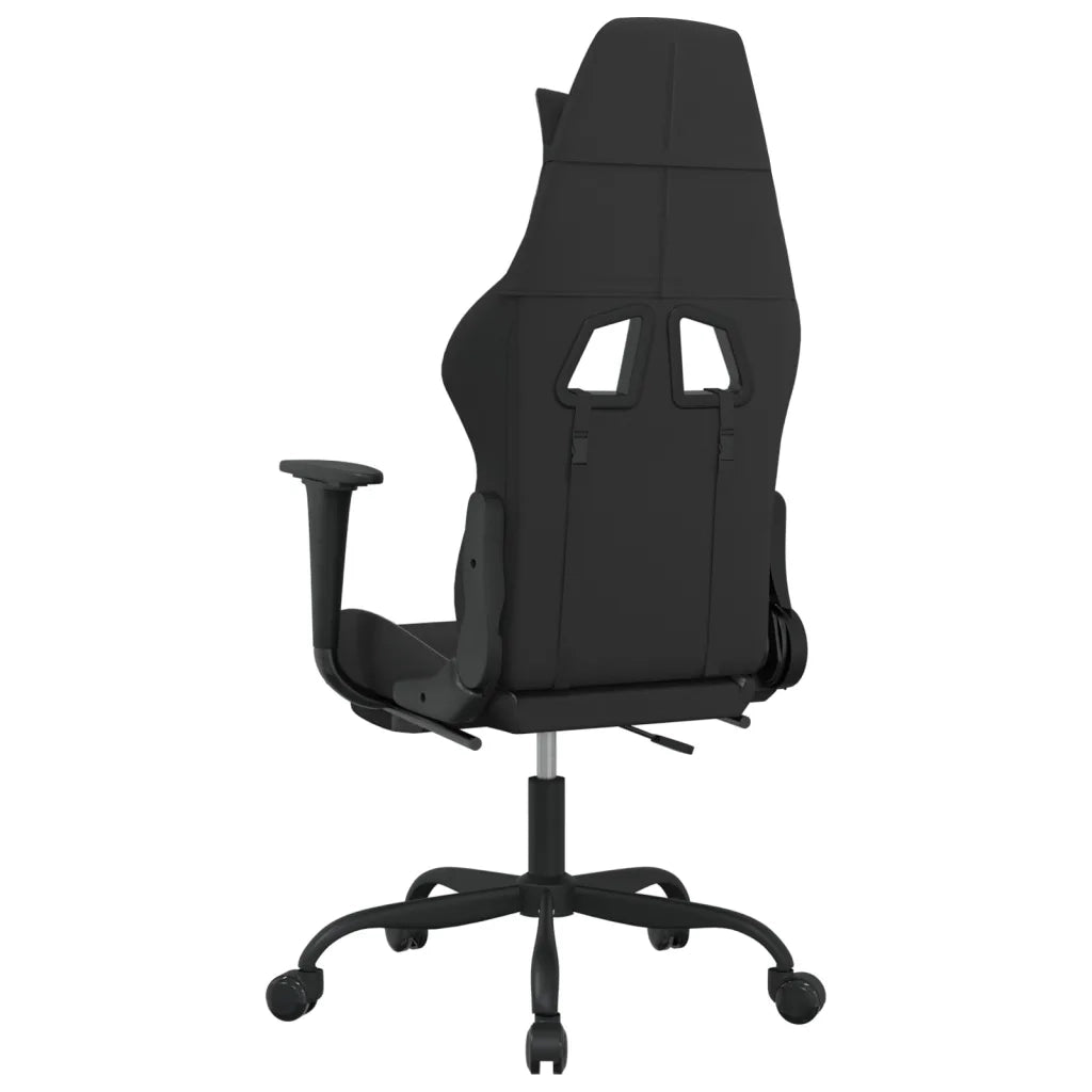 Sedia da Gaming | Sedia da e-sports Massaggio e Poggiapiedi Nero e Grigio Tessuto