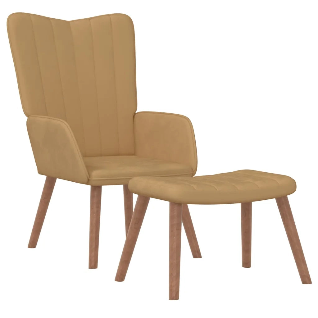 Poltrona Relax con Poggiapiedi Marrone in Velluto cod mxl 9077