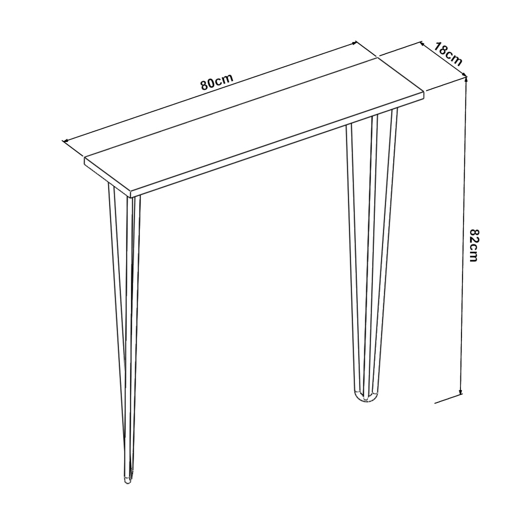 Consolle da Muro Kokemäki con Gambe a Forcina Nero 82 x 80 x 18 cm [en.casa]