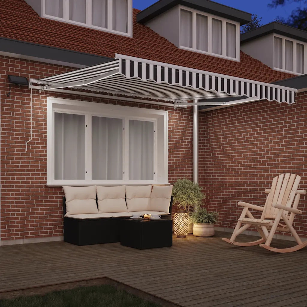 Tenda da Sole Retrattile Manuale con LED Antracite e Bianco