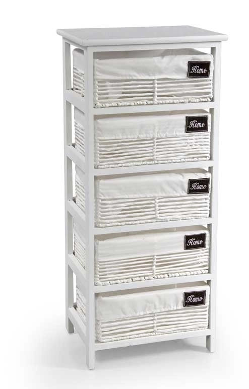 HOME CASSETTIERA CON 5 CESTE 40X29X90 CM IN COLORE BIANCO