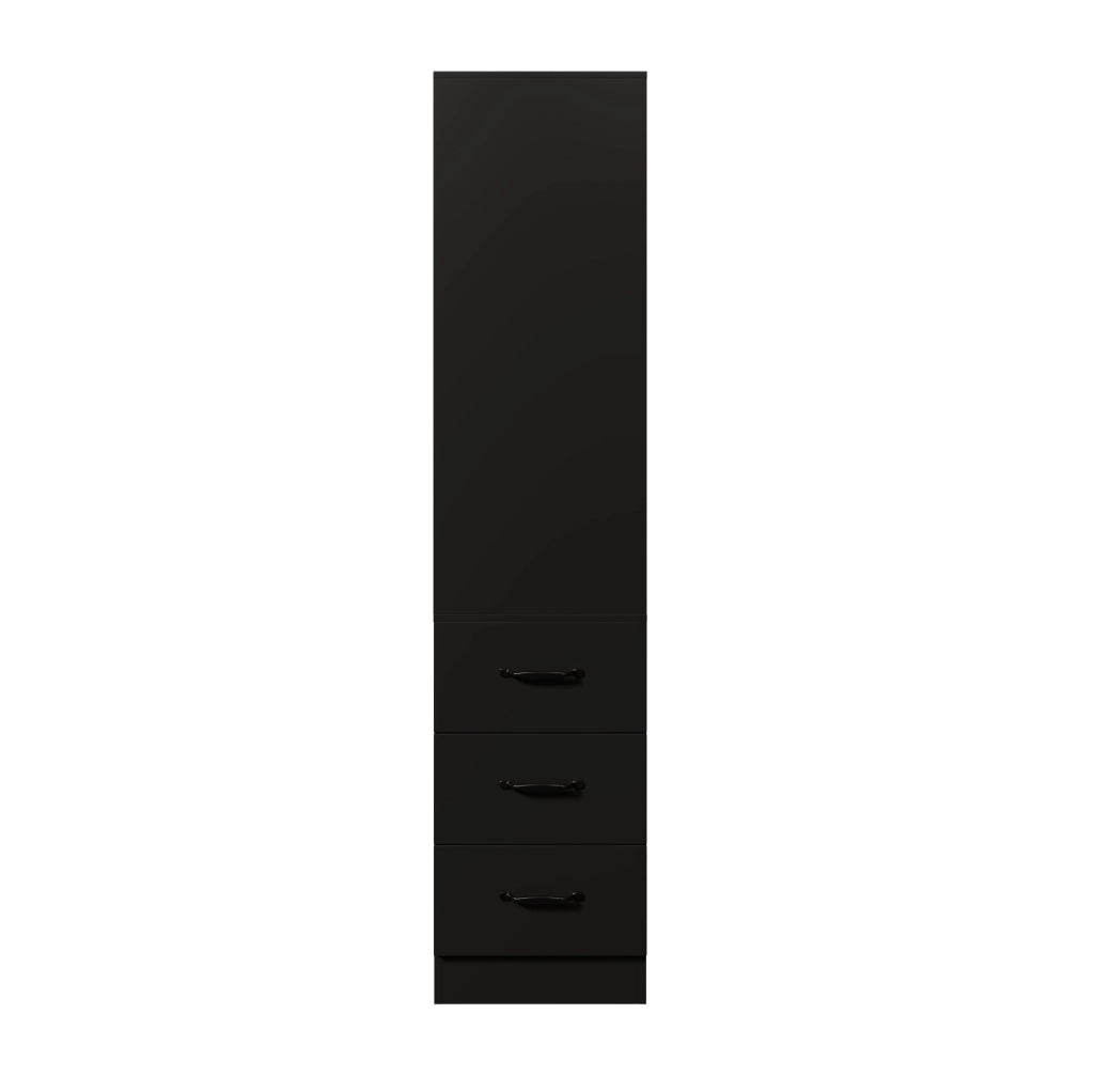 Libreria stretta da 180 cm con 3 cassetti laterali; 60x38x180 cm; nero; in truciolare