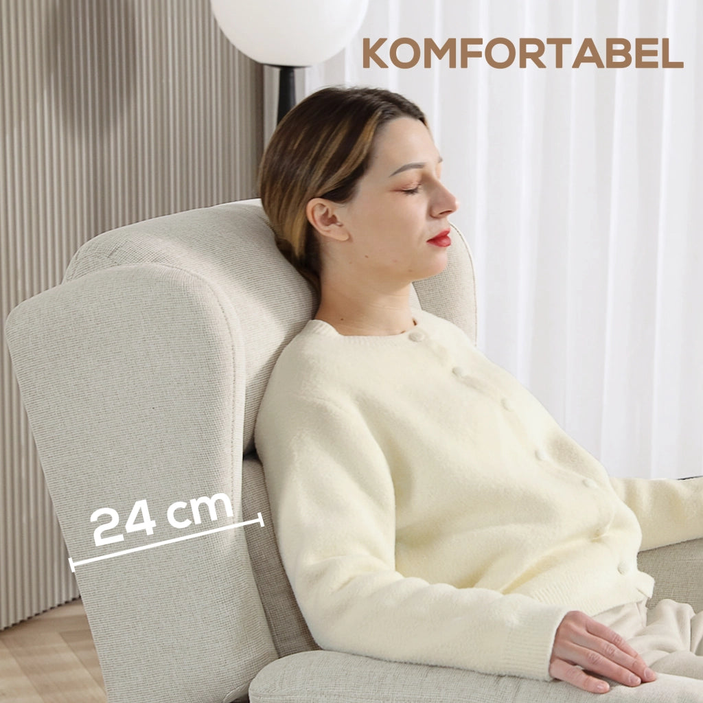 Poltrona Reclinabile Massaggiante con Poggiapiedi ¨C Zephmum ¨C Beige Tessuto