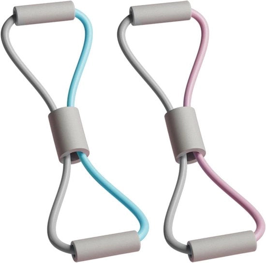 Set di Resistenza per Fitness a 2 Resistenze Elastiche con Espansore di Seno e 8 Resistenze Elastiche per Seno per Fitness, Stretching, Yoga, Pilates e Allenamento di Forza
